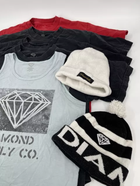 Diamond Supply Co T Shirt Lot Size Men Medium Plus 3 Beanie Hats 4 Shirts 1 Tank 3