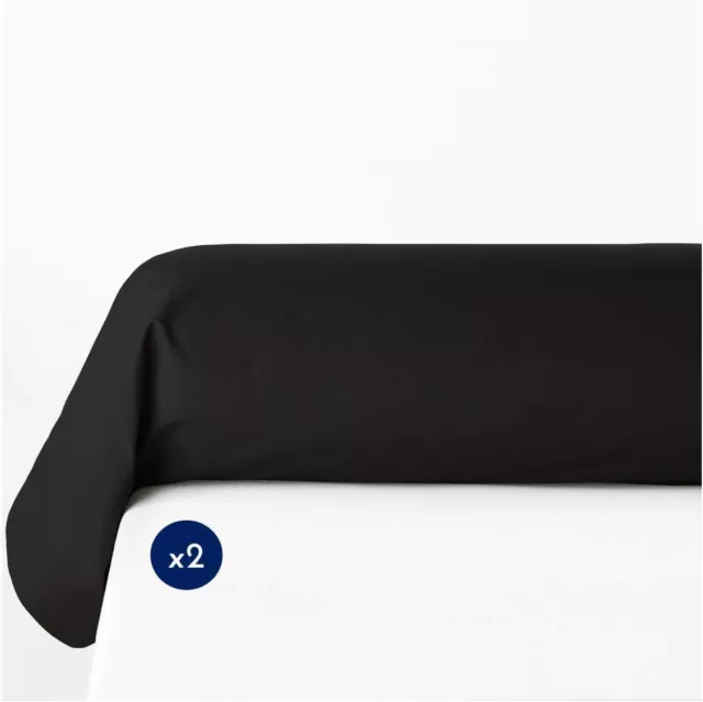 Lot De 2 Taies De Traversin 100% Coton Noir 85x185Cm HOME LINGE PASSION TAIE LIT