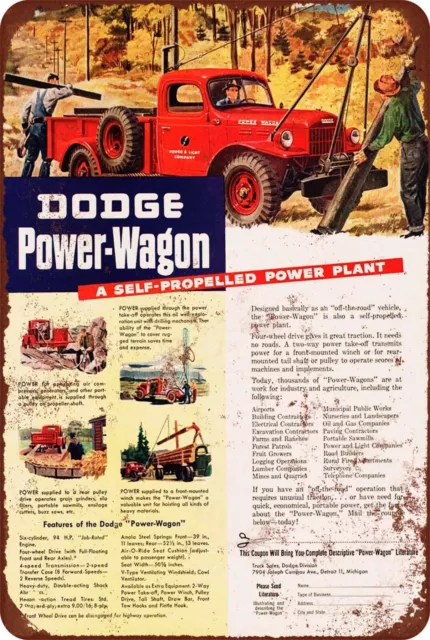 1946 dodge power-wagon Vintage Look Reproduction Metal Sign 8 x 12