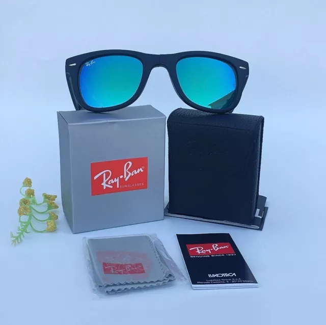 Ray-Ban - Clubmaster - Occhiali da sole ripiegabili verdi e oro da festival