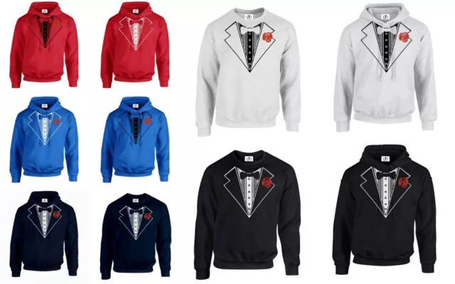 Smoking Abito Fiocco Cravatta Scherzo Divertente Costume Felpa Maglione Celibato