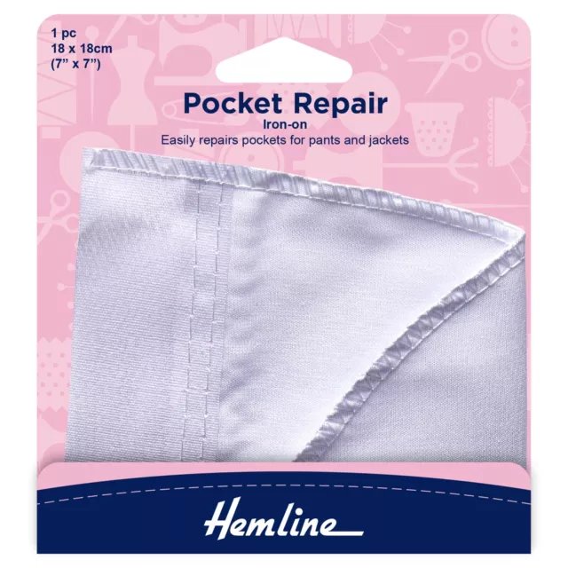 Hemline Iron On Pocket Repair 18cm x 18cm - Trouser / Jacket - 100% Cotton H875