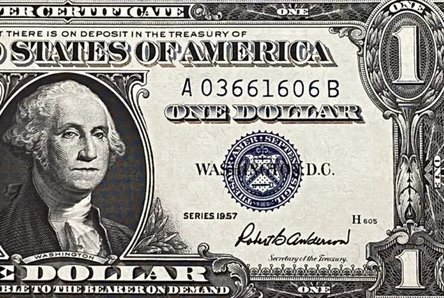 1957  $1 Dollar Silver Certificate (Blue Seal) Block A-B , Uncirculated
