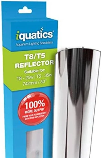 IQuatics T5/T8 Aluminium Reflector-Increased output by up to 100%, 35W T5 / 25W
