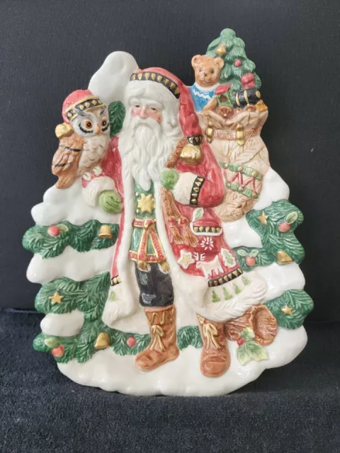 FITZ & FLOYD CLASSICS Old World Christmas Lodge Canape Plate Santa Toys Owl Tree