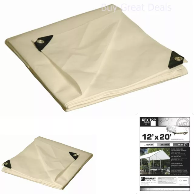 Dry Top 12x20 Ft Canopy Cover Poly Tarp 312201 By Foot Super Heavy Duty 10 Mil