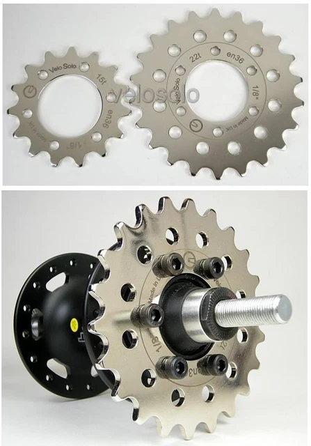 VeloSolo bolt on DISC COG 15t 22t 1/8 3/32 fixed track sprocket electric fixie