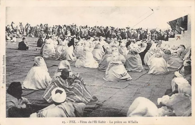 Cpa Maroc Fez Fetes De L'el Kebir Priere Au M'salla