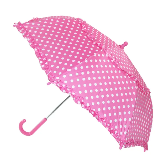 New iRain Kids' Hook Handle Ruffled Polka Dot Umbrella