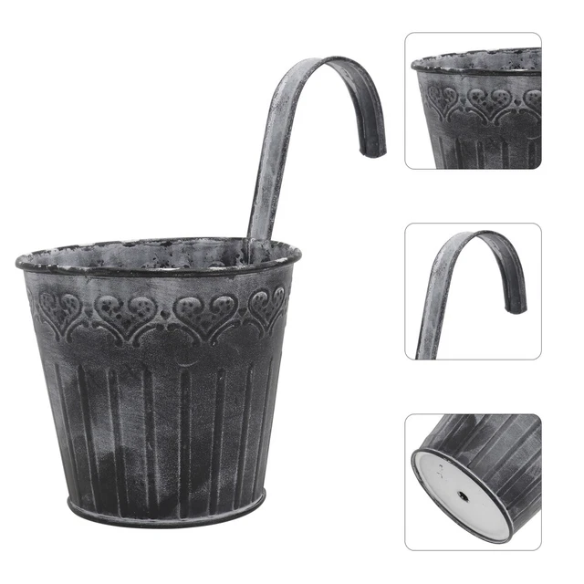 3Pcs Große Verzinktem Hängen Eimer Pflanzer Metall Zinn Eimer Eisen Hängen
