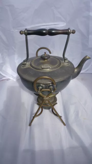 Antique Pewter Victorian Spirit Kettle,Tea Pot,Tilting Samovar Stand,Burner,Wick