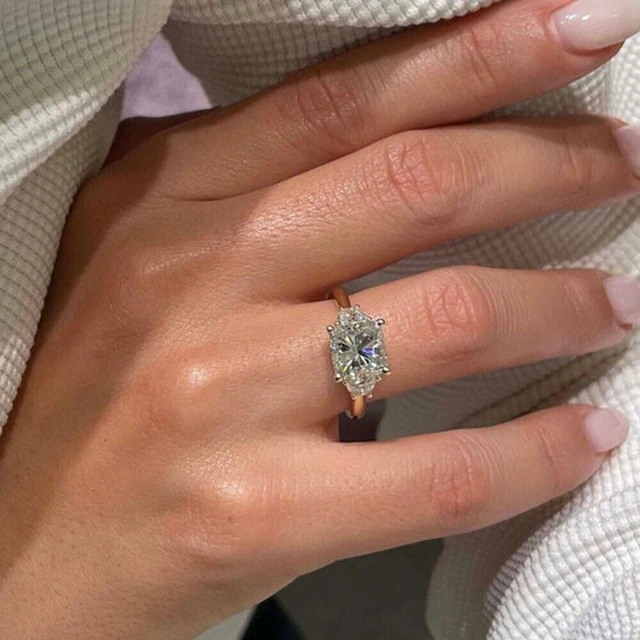 Bague De Mariage Or Blanc 14 Carats - émeraude Naturelle 2,80 Ct Et Diamant