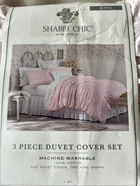 Target Simply Shabby Chic 3-Piece King Pink Cotton Duvet Cover Set-NWT