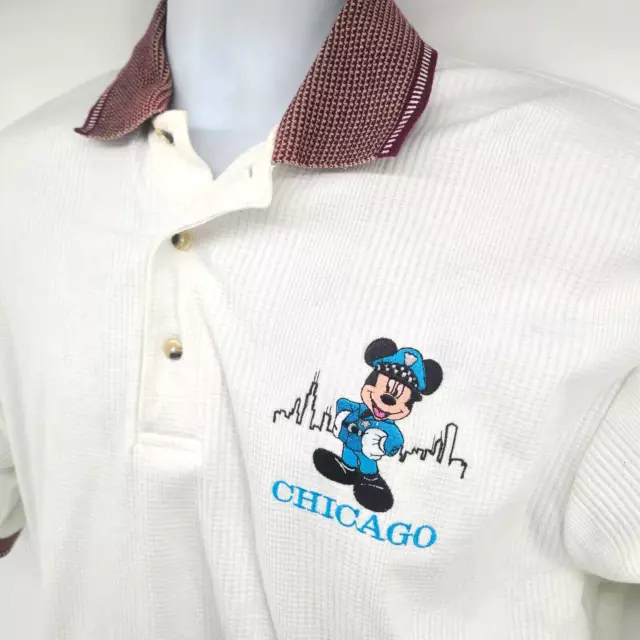 Vintage Disney Inner Harbor Chicago Police Mickey Mouse Polo Golf Shirt Size L