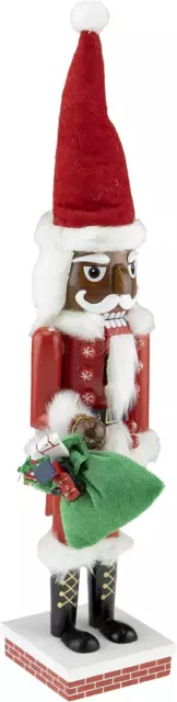 Clever Creations African American Santa 14 Inch Traditional Wooden Nutcracker, F