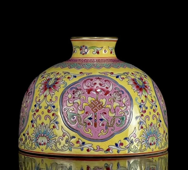 Qianlong Signed Old Chinese Colour Enamel Zun Wine Pot W/flower CK89