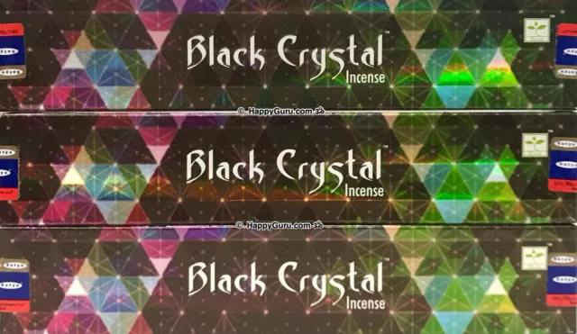 "Black Crystal” 3 Packets Nag Champa Satya Sai Baba Incense Sticks 3x 15g Packs