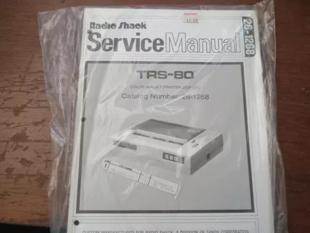 Vintage Tandy TRS 80 Color Inkjet Printer 220 Service Manual