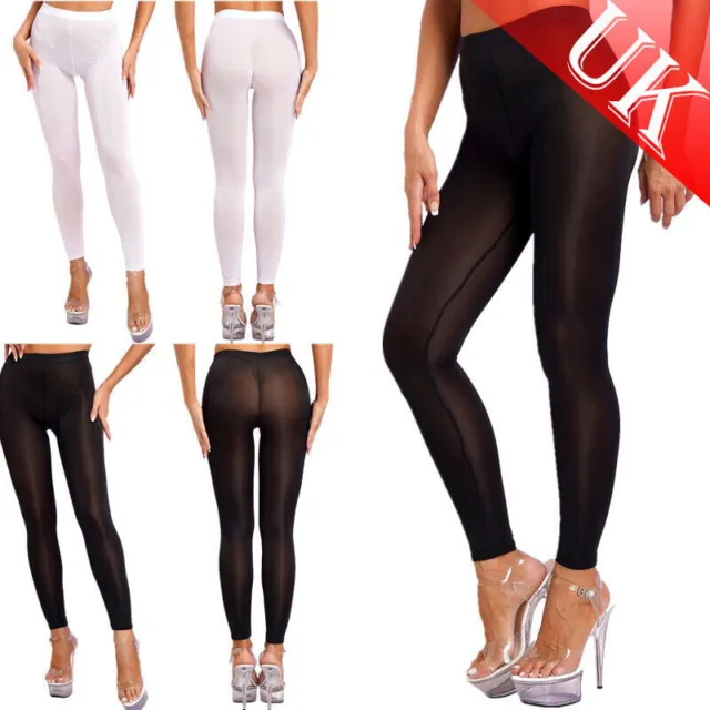 UK WOMEN'S SEE Through Sheer Long Pants Tight Stretchy Trousers