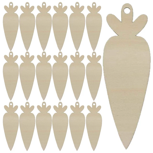 30 Pcs Blank Wooden Carrot Chips Carrot DIY Hand Decor Homemade Ornaments Board