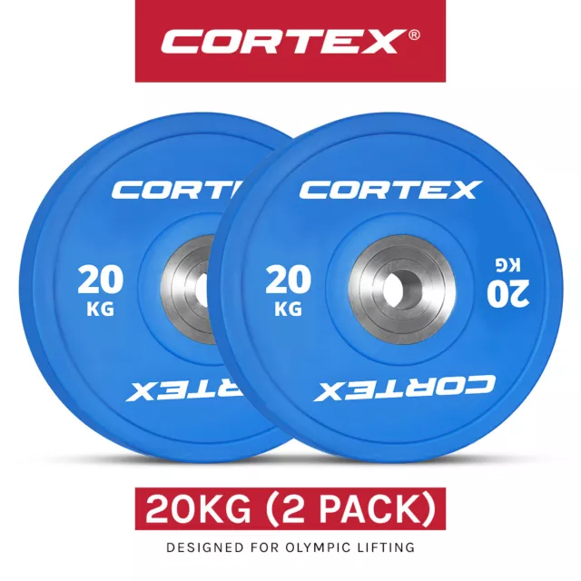 NEW CORTEX 20kg (Pair) Competition Bumper Weight Plates IWF Commercial Grade