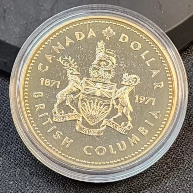 1971 Canada 1 Dollar Silver Specimen Coin - British Columbia  KM# 80 UNC # 31838