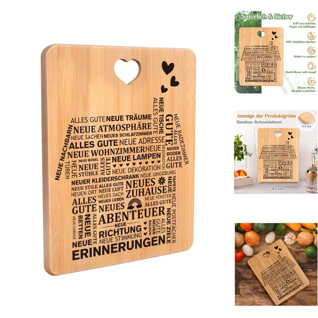 Einzugsgeschenk-Set | Bambus-Servierbrett & Deko | Für Neues Zuhause