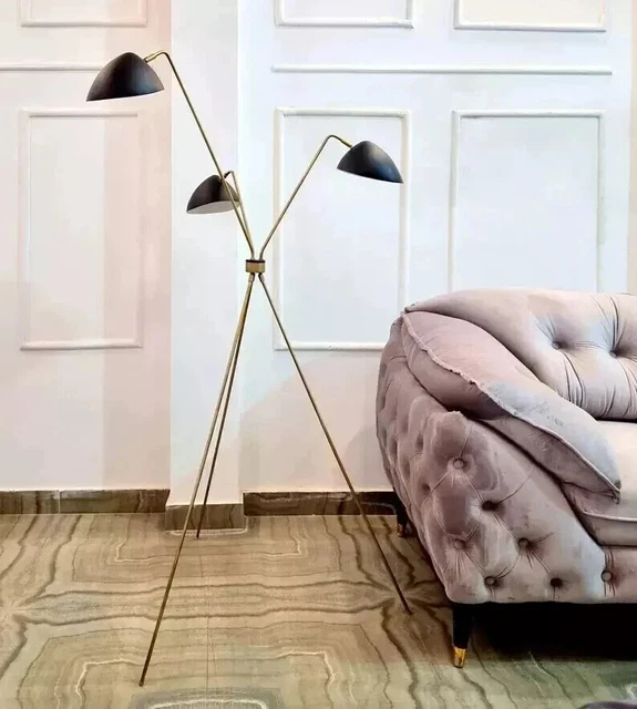 Lampadaire Design Italien Stilnovo - Laiton - Style Mid-Century Modern - Néons Sputnik - Neuf