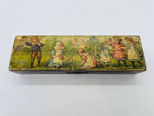 Vintage Antique Pencil Case Wood Fairytales Children