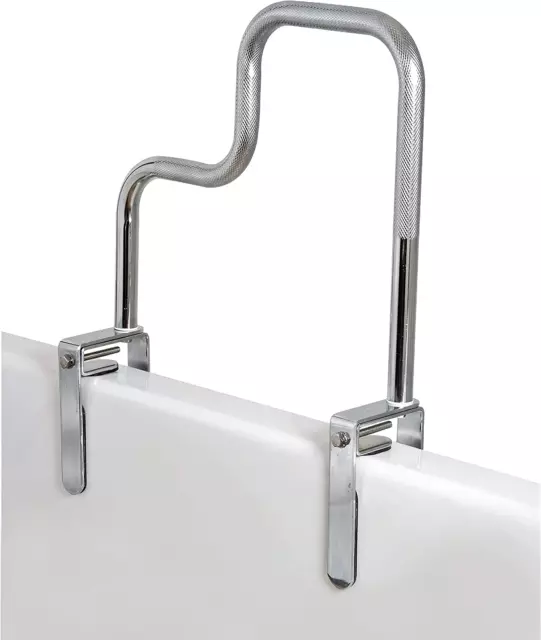 Carex Tri-Grip Bathtub Rail with Chrome Finish - Bathtub Grab Bar Safety Bar