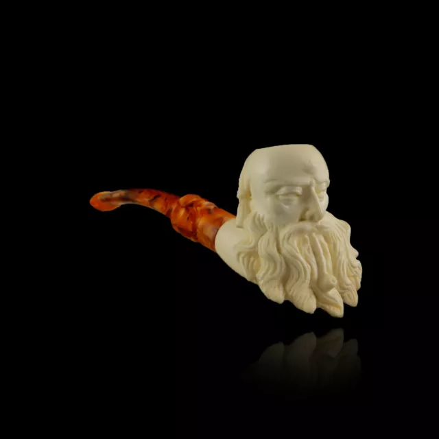 Smoking man Meerschaum Pipe  hand carved smoking tobacco pfeife 海泡石 with case