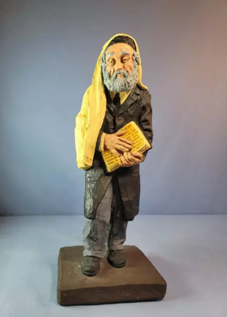 Jewish Man Holding Torah Book RARE Sculpture 1973 KAPLAN Limited Judaica Art