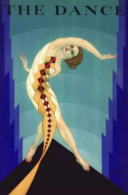 1929 Sexy Dancing Snake Lady Stage Theatre Art Deco Poster 317368