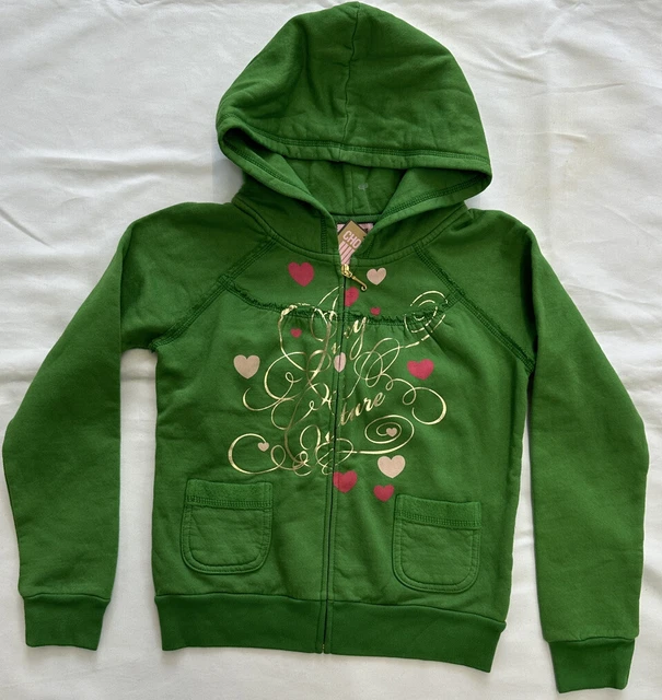 Felpa con cappuccio verde con cerniera JUICY COUTURE nuova e genuina per ragazze età 8 NUOVA