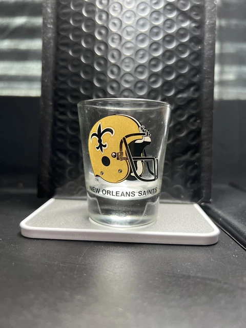 New Orleans Saints 2 1/4” Clear Shot Glass Gold Helmet