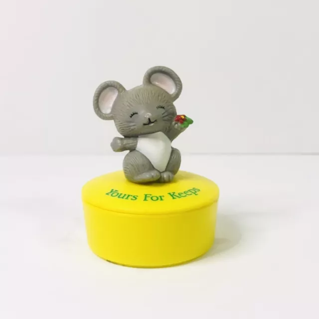 vintage russ berrie mouse jewelry trinket box tiny treasures “yours for keeps”