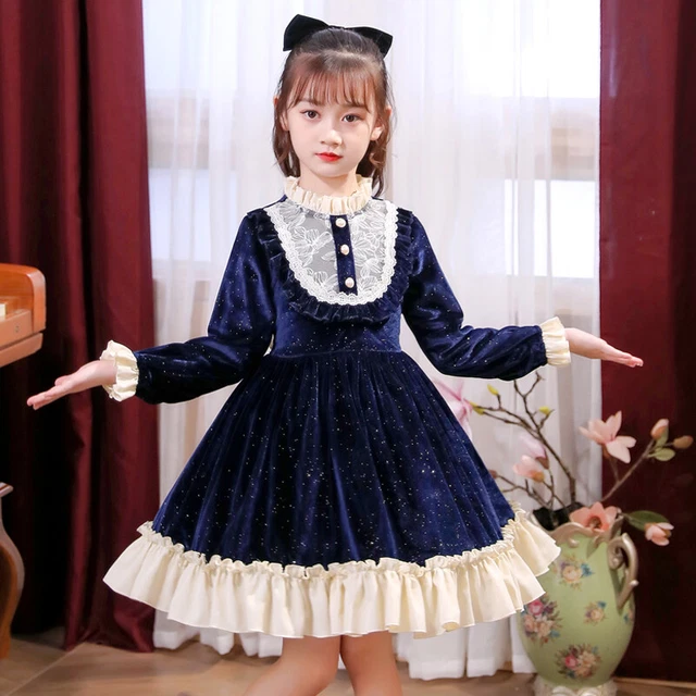 Ragazze Formale Principessa Brillantini Velluto Abito Bambini Matrimonio Festa