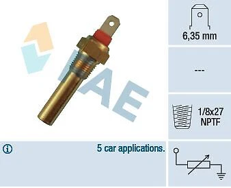 FAE 33320 Sensore Temperatura Refrigerante | Colore Blu | M12 X 1,5 | 2 Poli | Per Auto