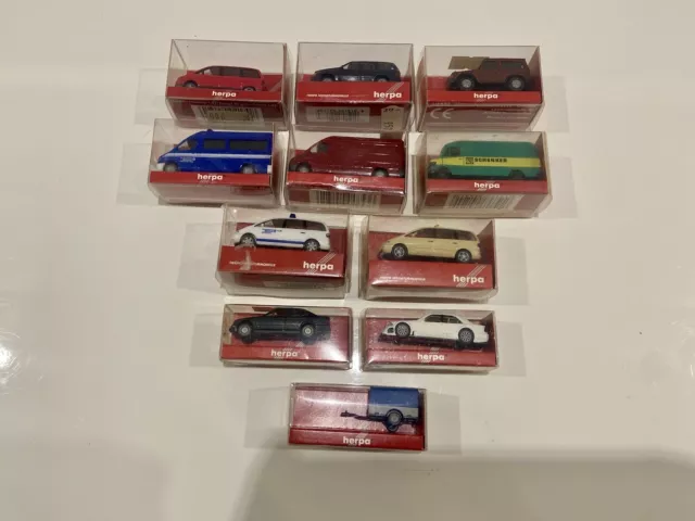 HERPA 1:87 Konvolut PKW, Transporter + LKW. OVP 021708 3085 042536 041249