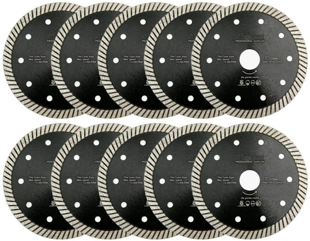 Super Thin Diamond Turbo Blade 10PCS 5 Inch Cutting Porcelain Ceramic Tile Grani