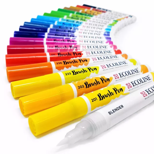 Reale Talens Ecoline Pennello Penna Set Liquido Acquerello Pennarello - Tutti