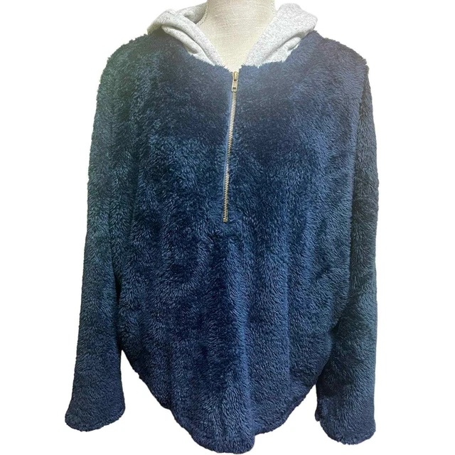 Umgee USA 3/4 Zip Hoodie Womens Size M Soft and Cozy with Color Block Back
