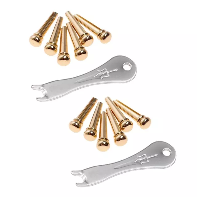 GuPins 12Pcs Brass Endpin for Acoustic Guitar with Guitar Bridge Pin Puller T6S2