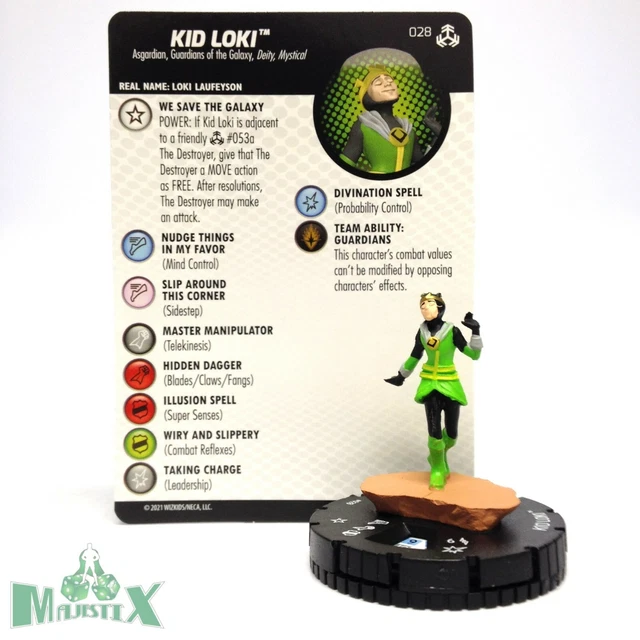 Heroclix Avengers War of the Realms set Kid Loki #028 Uncommon figure w/card!