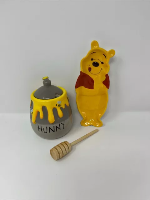 Disney Winnie The Pooh HUNNY 5'' Honey Pot Jar w/ Honey Comb & Spoon/Comb Rest 2