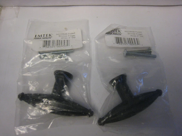 2 Emtek Tuscany 3" Fluted Finger Cabinet Knobs 86228MB