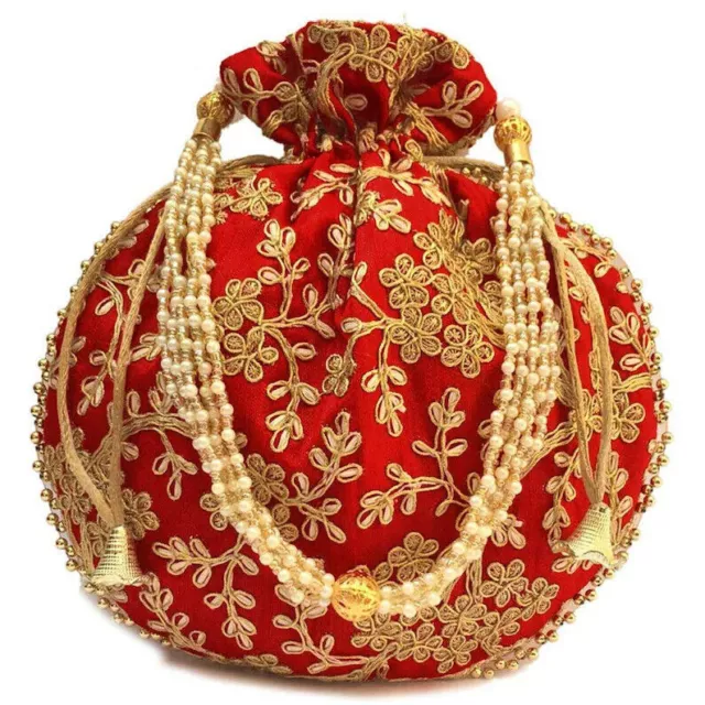 Lote de bolso Potli para mujer, bolso de mano, bolso étnico con perlas... 3