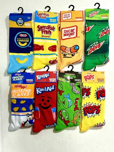 Odd Sox Crazy Socks Mens Crew Socks Sizes 6-12 Snack Junk Food Lot Of 8+1 NWT