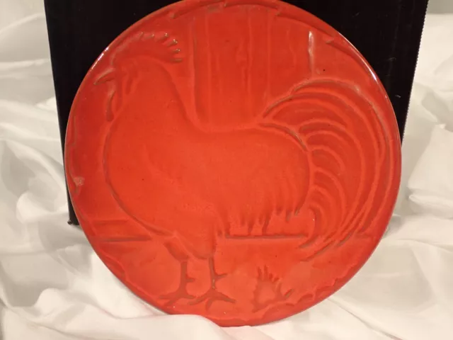 Frankoma -Rooster- 94TR  6 1/4” Trivet - Hot Plate - Flame Red!