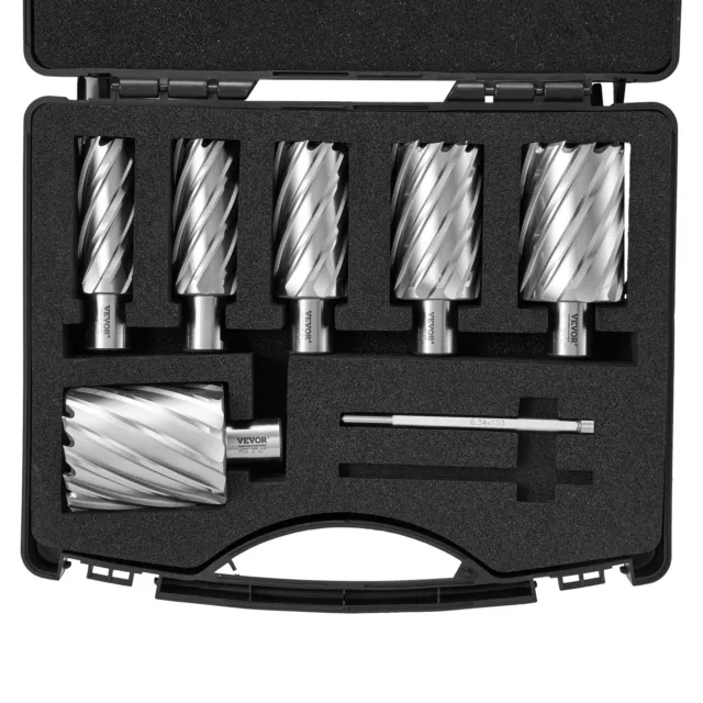 VEVOR Annular Cutter Set HSS Magnetic Drill Bits 6 PCS Weldon Shank 2" Depth